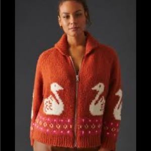 Anthropologie x Maeve Raga Sloan Fringe Rust Zipper front Closure